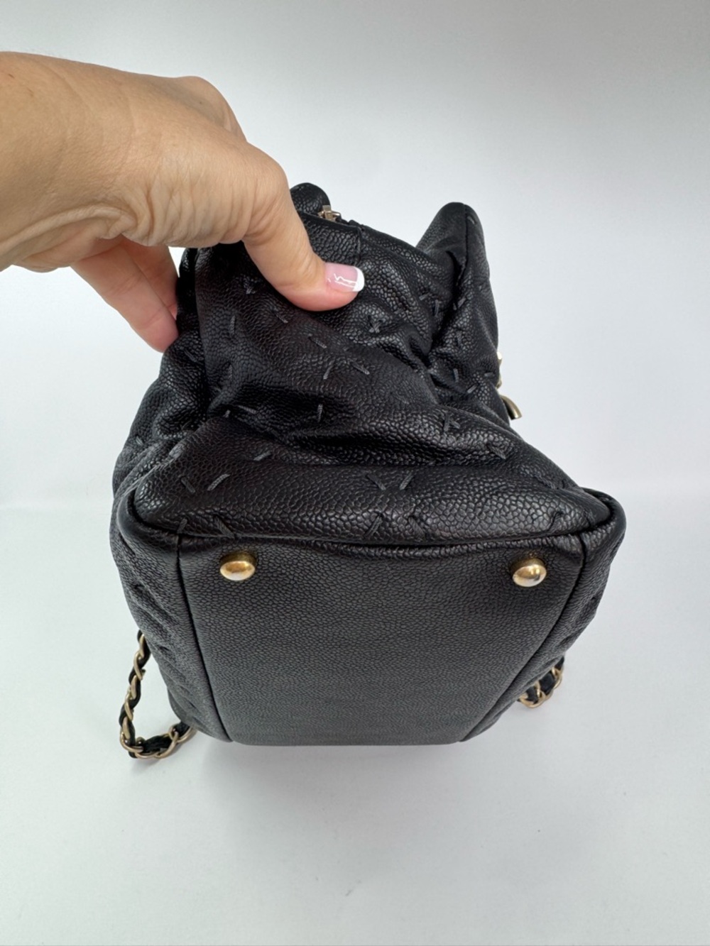 Authentic CHANEL Wild Stitch Tote in Black Caviar Leather with Gold Hardware - Picture 13 of 16